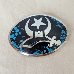 Vintage Black Silver and Blue Shriners Masonic Belt Buckle