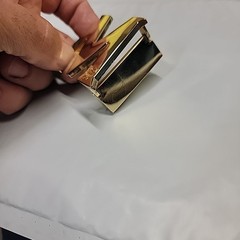 MCM gold logo reversible Belt Buckle Clean Not Too Bad Condition.