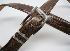 Sterling silver buckle w/ 30mm Genuine Ostrich belt size 26 to 46 made in U.S.A.