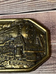 Vintage belt buckle RAILROAD locomotive BRASS train engine WESTERN cowboy