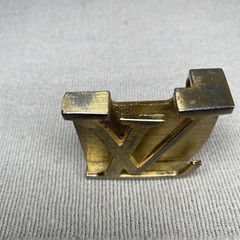 Louis Vuitton LV Iconic Gold Tone Belt Buckle ONLY Unisex #M0568U Vintage