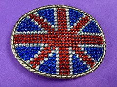 British Union Jack England British Flag Red Blue White Rhinestone Belt Buckle