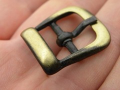 Bridle Center Bar Buckle fr 5/8 inch or 15 mm wide leather antique bronze finish