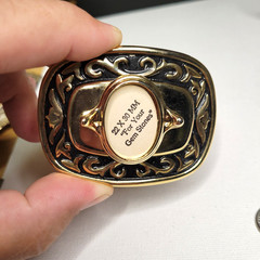 Vtg NOS Goldtone Belt Buckle Screw Oval Bezel Gemstone Blank Cabochon 22x30mm