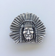 Vintage Silver Plated Chief Legend Western Belt Buckle Boucle de Ceinture