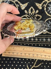 Western Buckle Gold Black Silver Roosters Cowboy 2 »Buckle Hebilla Vaquero Gallo