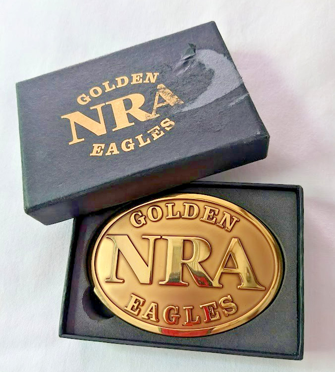 Vintage NRA Golden Eagles Patriotic Belt Buckle Original Box