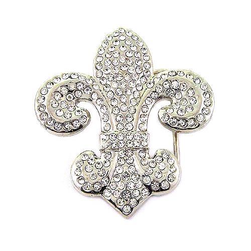 Fleur De Lis Royal Symbol Clear Rhinestones Fashion Metal Belt Buckle