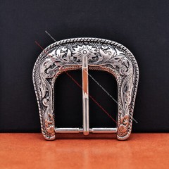 Western Engraved Silver Equestrian Tack Bridle/Halter Belt Buckle 3pc Set 1-1/2&Prime;