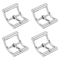 4Pcs Single Prong Belt Buckle 1&Prime; ID Curved Bow Buckle for Shoes, Silver