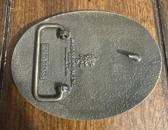 End of The Trail Indian Horse Cowboy Belt Buckle Solid Brass Vintage