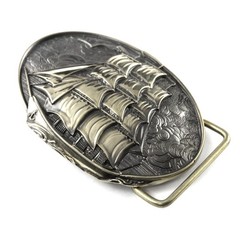 Frigate german silver buckle, barque, sailing vessel, sailship handmade buckle