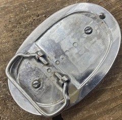 Vintage 1960’s Cat Eye Nickel Silver Oval Belt Buckle
