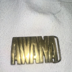 Solid Brass Gold AWANA Western Utility Belt Buckle for Men 1.5&Prime;