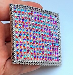 Fashion unisex style classic oblong Belt Buckle Silver Metal pink ab rhinestones
