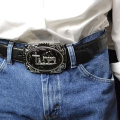 Montana Silversmiths Gunmetal Cameo Filigree with Christian Cowboy Buckle