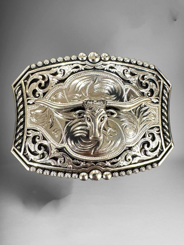 Long Horn Bull Western Cowboy Belt Buckle Hebilla Vaquera Rodeo Con Toro