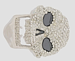 Bling Rock Skull Belt Buckle Halloween Party Costume Silver Metal Cosplay GOTHIC