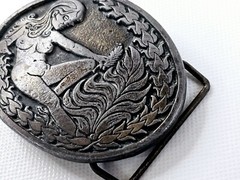 CDC Metalworks Belt Buckle Nude Woman Risqué Eve Garden Of Eden Made In USA Vtg