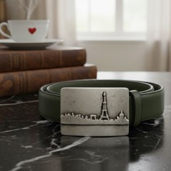 Paris City Silhouette Belt Buckle Skyline Metal Modern Urban Design