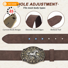 SANSTHS Cowboy Belts for Men Women 35&Prime;-38&Prime; Waist Adjustable, Pu Coffee/Horse