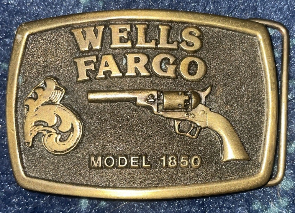 Vintage 1973 Wells Fargo & Co Stage Coach Brass Belt Buckle – BAF – KA49