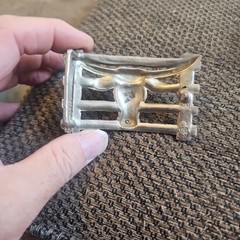 Silver-tone metal Longhorn Cow & Fence Western Style Belt Buckle 2&Prime; Belt Width