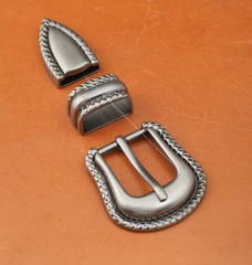 25MM Western Cowboy Leathercraft Prong Pin Belt Buckle Set 3-Piece DIY Project