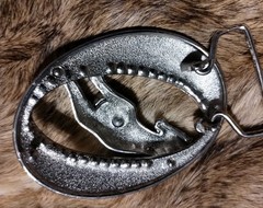 Belt Buckle Big Cat Jaguar Panther Leopard Silver Rhinestone Ruby Eyes 3&Prime; Wide