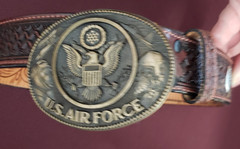 US Airforce Military Belt Buckle Nocona Hand Tooled Leather Belt Gift READ 34
