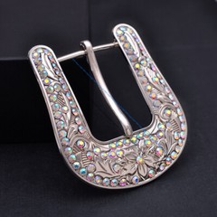 Huge Big Western Cowboy Rhinestone 3 PCS Set Leather Belt Buckle Fit 40mm Strap