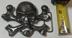 Skull Crossbones Pirate Metal Western Belt Buckle Vintage 1.5” Gothic Metal Head