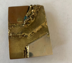 1980&rsquo;s Artist Signed DMB Brass Copper, Silver Brutalist Studio Art BELT BUCKLE X