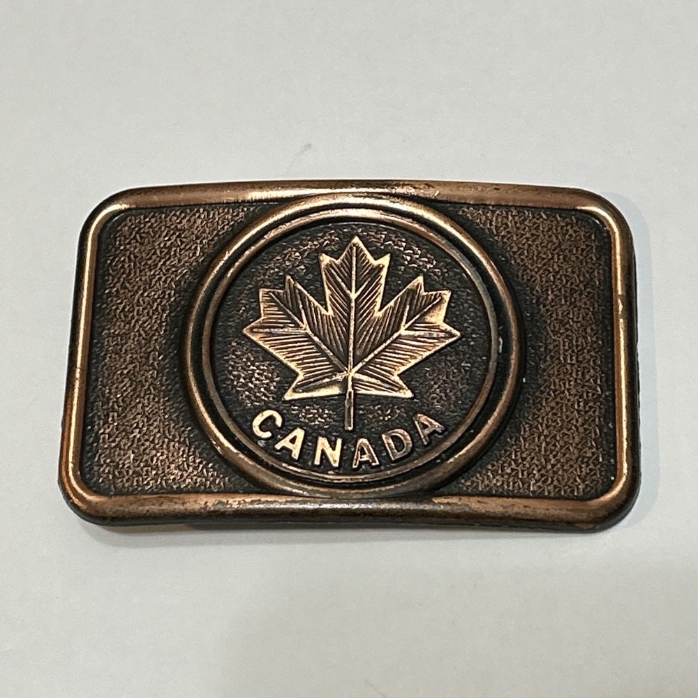 Vintage Canada Belt Buckle Maple Leaf Buckle Copper Metal Made By Century