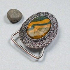 Tiger Eye Silver Plated Belt Buckle Handmade Western Statement Mens Buckle