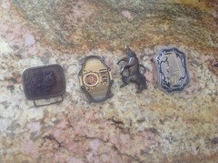 LOT 4 VINTAGE ESTATE METAL BELT BUCKLE S TRUCK BEER HORSE FISHING