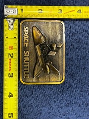The Buckle Connection – SPACE SHUTTLE & Satellite – Vintage Brass Belt Buckle