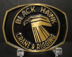 Black Hawk Crane & Rigging Inc Bird Trademark Logo Solid Brass Belt Buckle WY