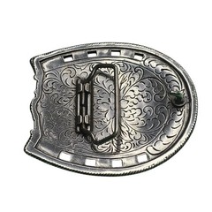 Western Style Men&rsquo;s Belt Buckle Silver Horse Rider