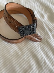 Martin Digman American Alligator Skin Belt, Tan Size 34