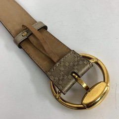 Gucci 270813 Diamante Horsebit Buckle Belt Beige