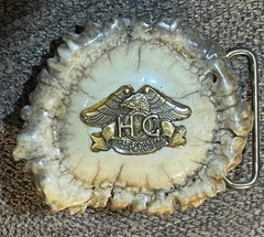 Vintage Elk Antler Belt Buckle With Eagle Harley Owners Group Motorcycle