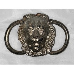 Vintage Silver-Toned Lion Head Belt Plate / Home Decor Collectible