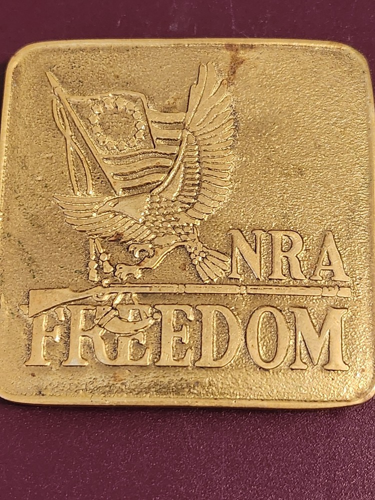 NRA National Rifle Association Freedom Flag 3&Prime; Bicentennial Belt Buckle Vintage