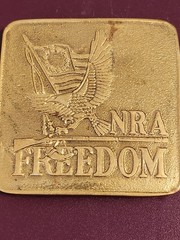 NRA National Rifle Association Freedom Flag 3&Prime; Bicentennial Belt Buckle Vintage