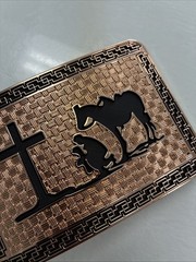 Top Notch Accessories Rose Gold Praying Cowboy Design Western Belt Buckle Used