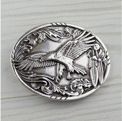 Antique Brass Oval Eagle Belt Buckle With Distinctive Heritage Symbol