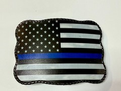 USA Flag Stars Striped with Blue Line Belt Buckle Card Holder Wallet / Stash box