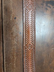 Belt C+ J Inc Pewter Buckle With Deer In Woods Belt Brown Tooled Leather 46
