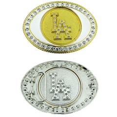 LA Initial Alphabet Belt Buckle Los Angeles Baseball Team Gold & Silver Two in 1